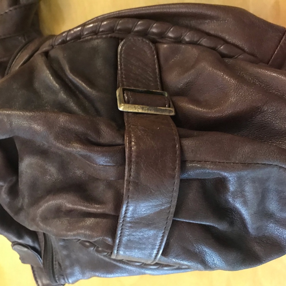 Vintage Guidi Soft Brown Leather Handbag Italy 16 inch x12 inch x9 inch